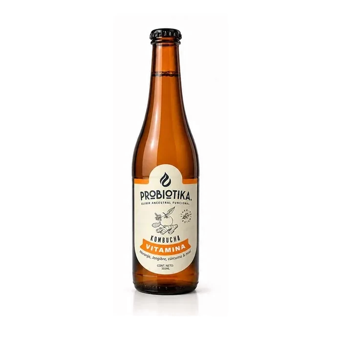 Kombucha Vitamina de naranja, jengibre, cúrcuma y miel