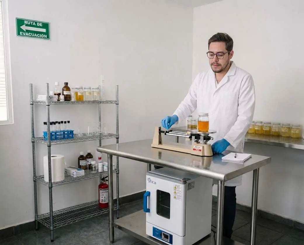 Laboratorio propio de Probiotika durante el monitoreo de una muestra de kombucha
